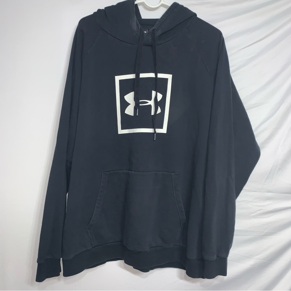 Under Armour Mens 3XL Squared Logo Center Black Sweatshirt Hoodie